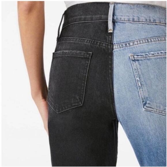Frame Le Sylvie Slender Straight Leg Two Tone Jeans RARE Women’s Size 27 - Picture 5 of 10